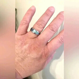 Mens Stainless Steel Abalone Ring Size 9